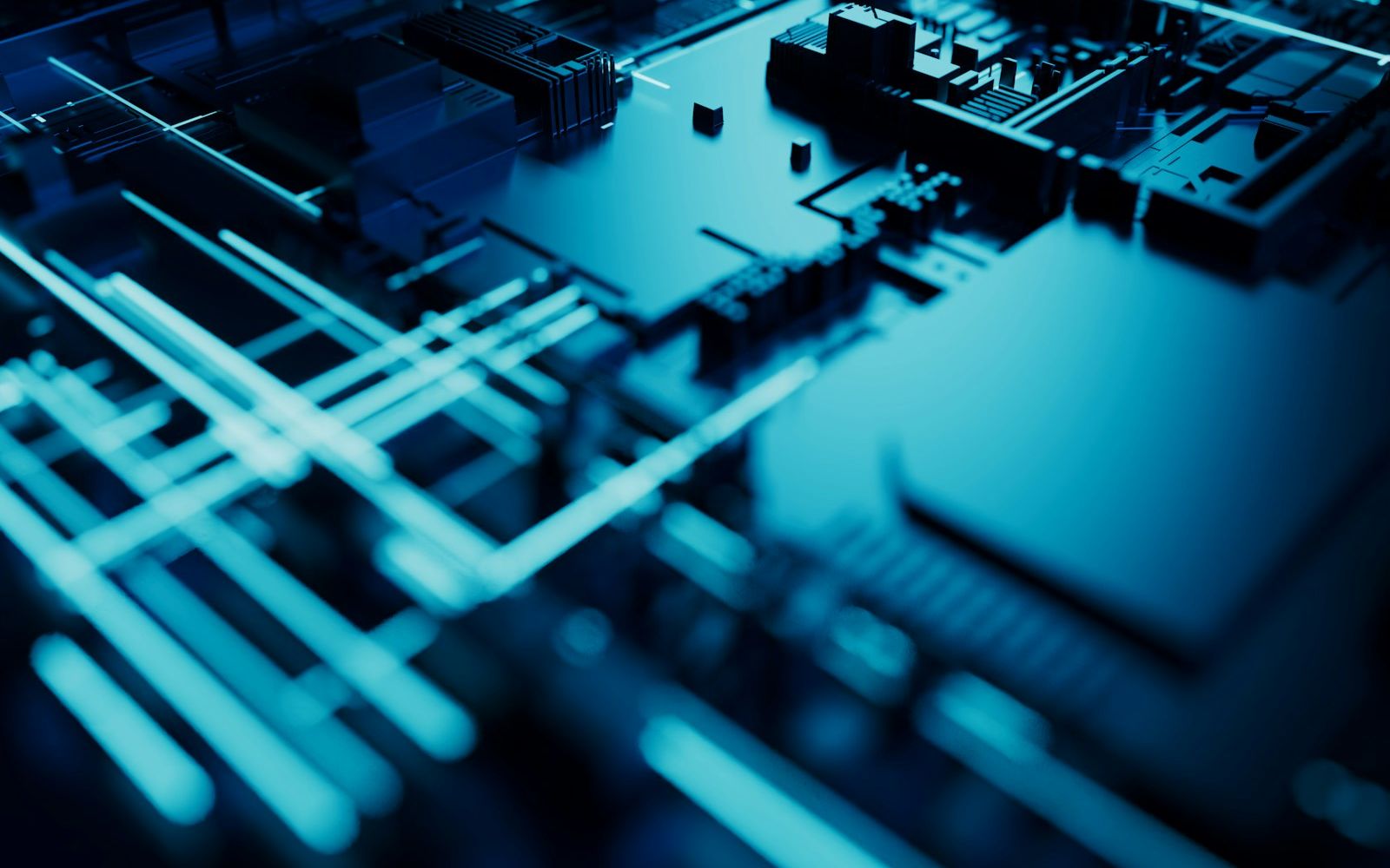 Circuit board with cyan light traces