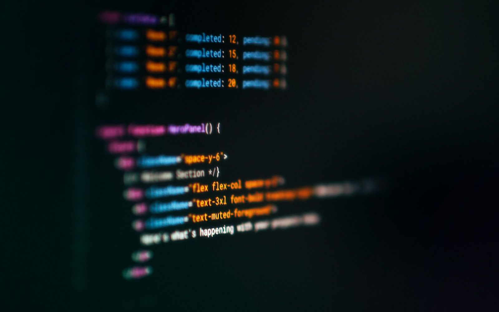 Code snippets on a screen