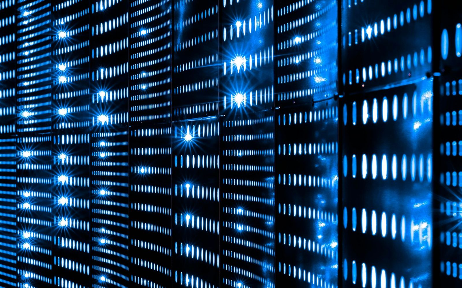 Wall of blue data lights