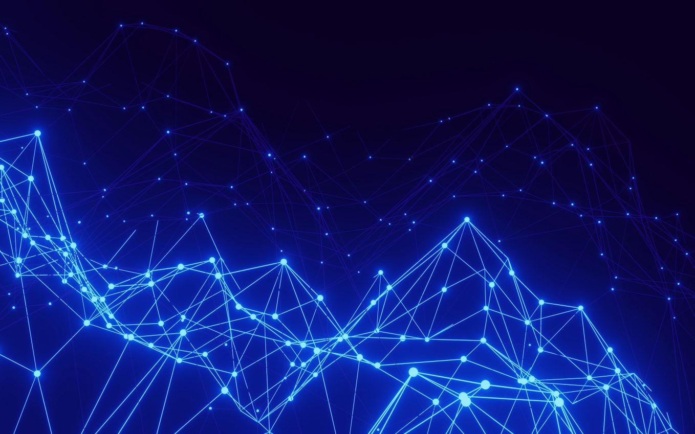 Blue network of lines and dots